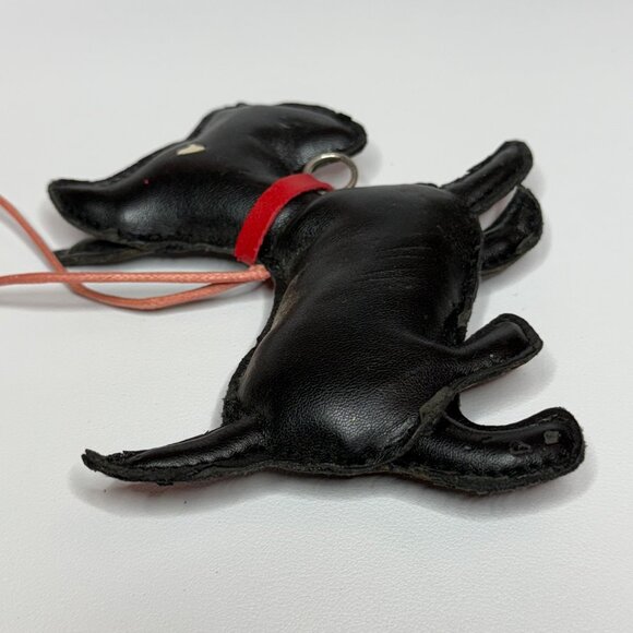 Black Faux-Leather Scottie Dog Scottish Terrier Christmas Ornament - Picture 5 of 6